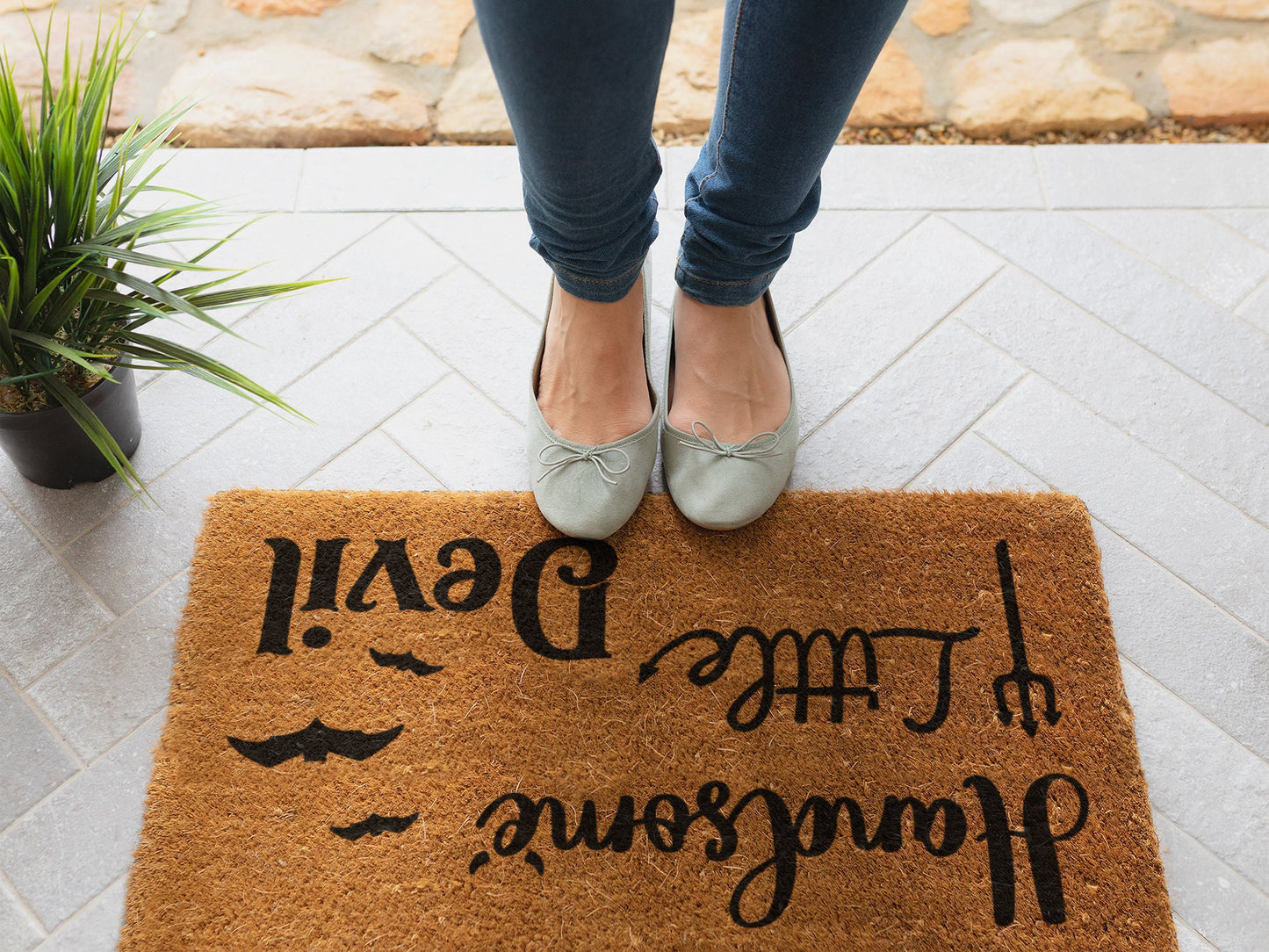 Halloween Little Devil Doormat, Coir Door Mat, Welcome Mat, Front Door Mat, Outdoor Mats, Funny Doormat, Fall Welcome Mats, Halloween Mats