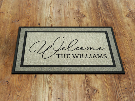 Welcome Personalize Family Name and Monogram Doormat, Customize Family Initial Door Mat, Family Name Monogram Rubber Doormat, Welcome Mats