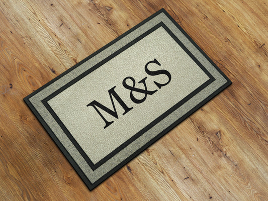 Welcome Personalize Family Couple Name Initials and Monogram Doormat, Customize Couple Initial Door Mat, Rubber Doormat, Welcome Mats