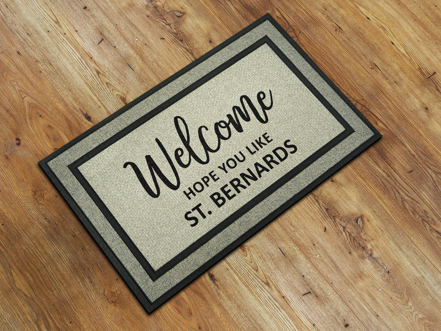 St. Bernards Doormat, St. Bernard Funny Dogs Door Mat, Funny St. Bernards Dogs Rubber Mat, Welcome St. Bernards Doormat