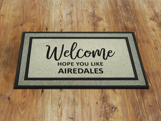 Airedales Doormat, Airedales Funny Dogs Door Mat, Funny Airedale Dogs Rubber Mat, Welcome Airedales Doormat Gift