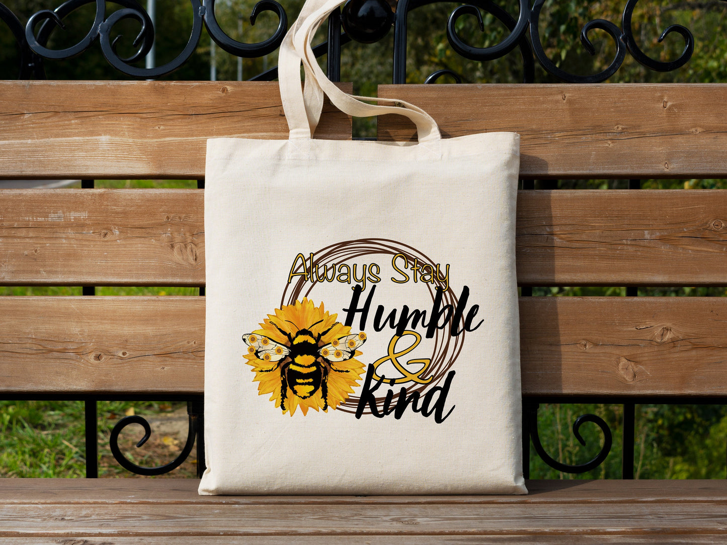 Bee Tote Bag Always Stay Humble and Kind Cotton Canvas Tote Bag