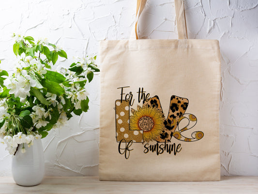 Love Sunflower Cotton Canvas Tote Bag Love Spring Cotton Canvas Tote Bags