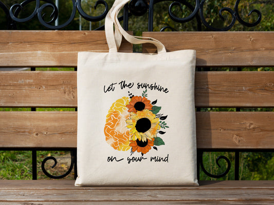Let The Sunshine on Your Mind Cotton Canvas Tote Bag Be Kind Cotton Canvas Tote Bags