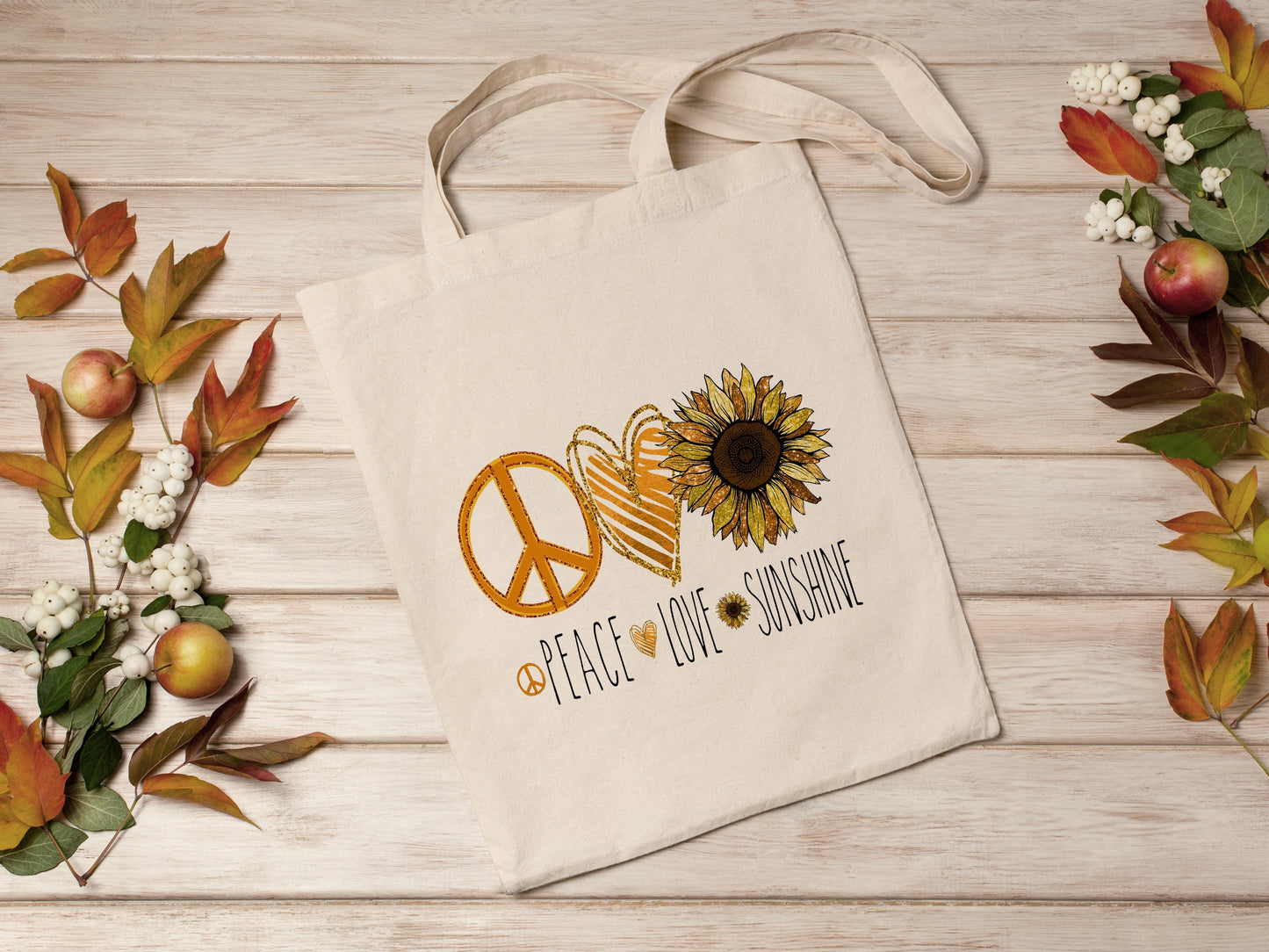 Peace Love Sunshine Cotton Canvas Tote Bag Peace Love Sunshine Cotton Canvas Tote Bags