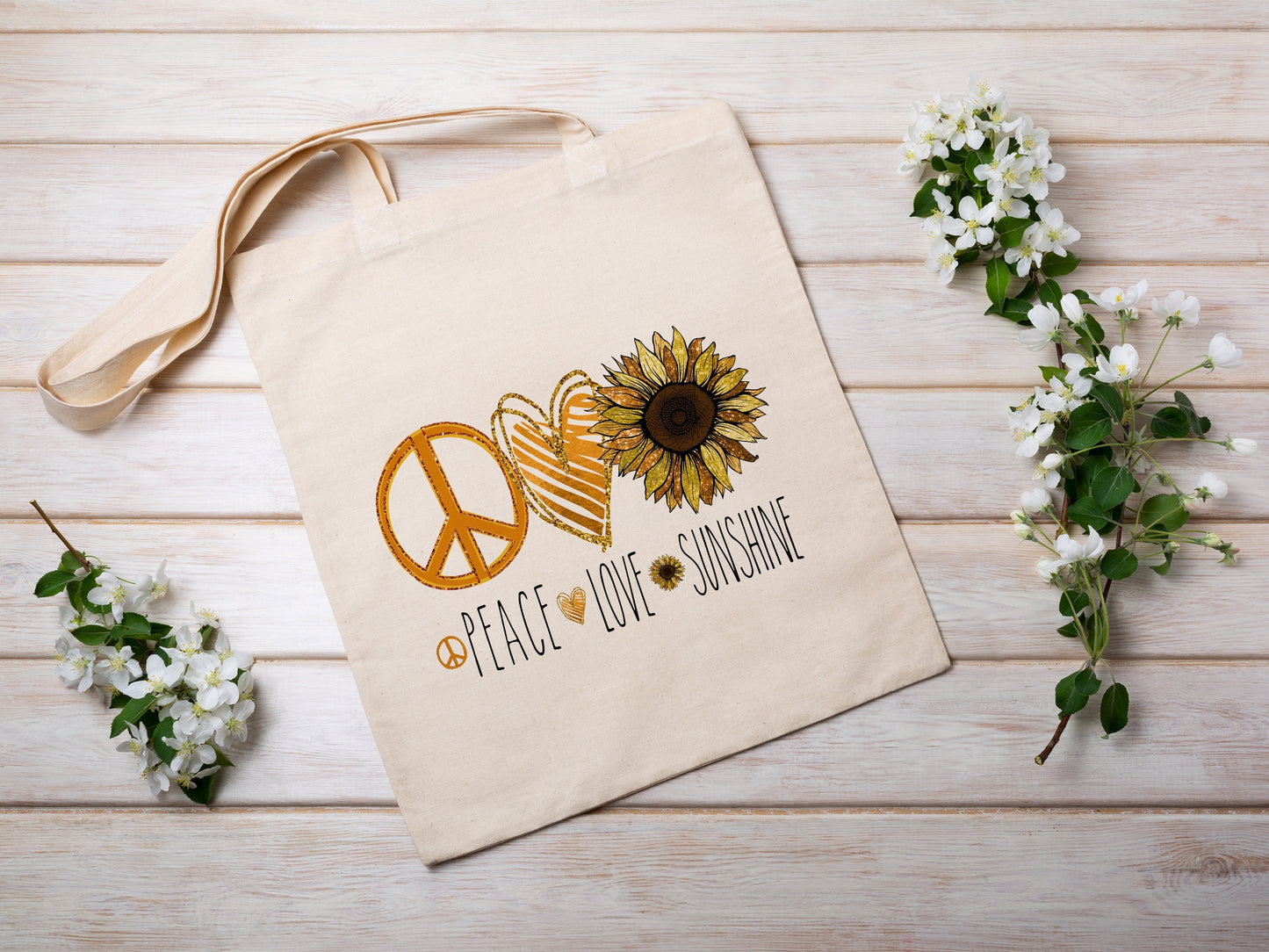 Peace Love Sunshine Cotton Canvas Tote Bag Peace Love Sunshine Cotton Canvas Tote Bags