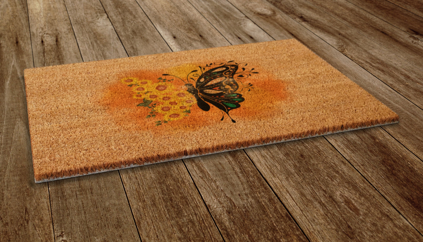 Sunflower and Butterfly Door Mat, Spring Door Mats, Farmhouse Doormat, Sunflower and Butterfly Doormats, Funny Doormat, Welcome Mats