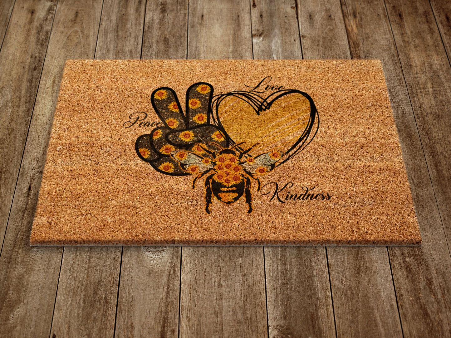 Peace Love Kindness Door Mat, Spring Door Mats, Farmhouse Doormat, Love Spring Doormats, Funny Doormat, Welcome Mats