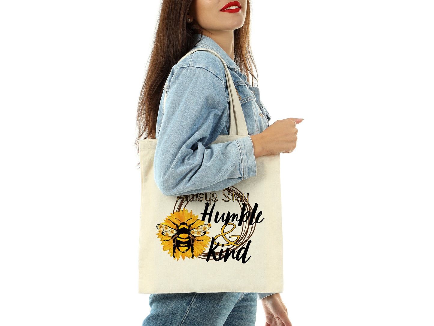 Bee Tote Bag Always Stay Humble and Kind Cotton Canvas Tote Bag