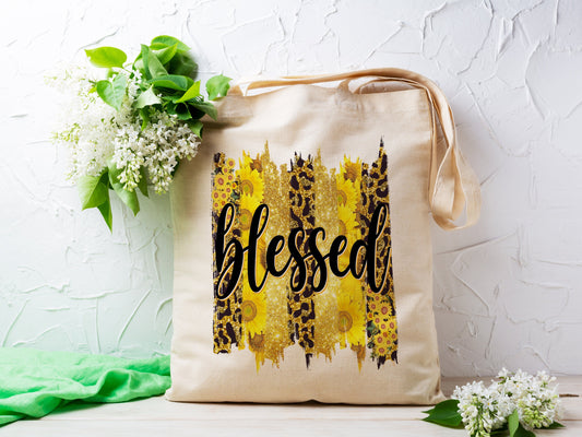 Blessed Cotton Canvas Tote Bag Spring Sunflower Cotton Canvas Tote Bags