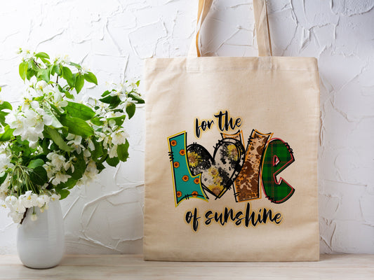 Love of Sunshine Cotton Canvas Tote Bag Love Spring Cotton Canvas Tote Bags