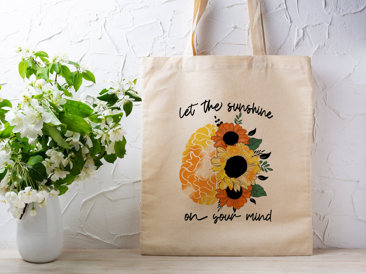 Let The Sunshine on Your Mind Cotton Canvas Tote Bag Be Kind Cotton Canvas Tote Bags