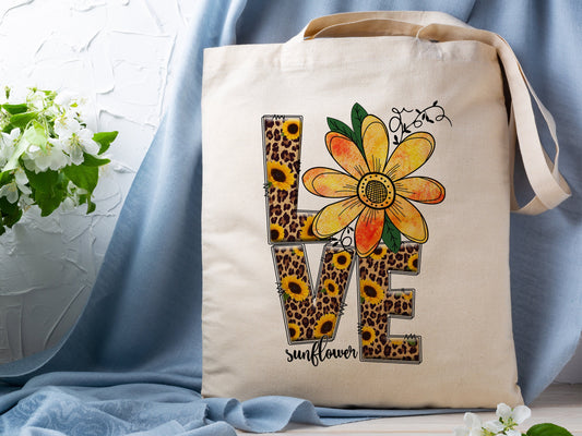 Love of Sunflower Cotton Canvas Tote Bag Love of Sunflower Cotton Canvas Tote Bags