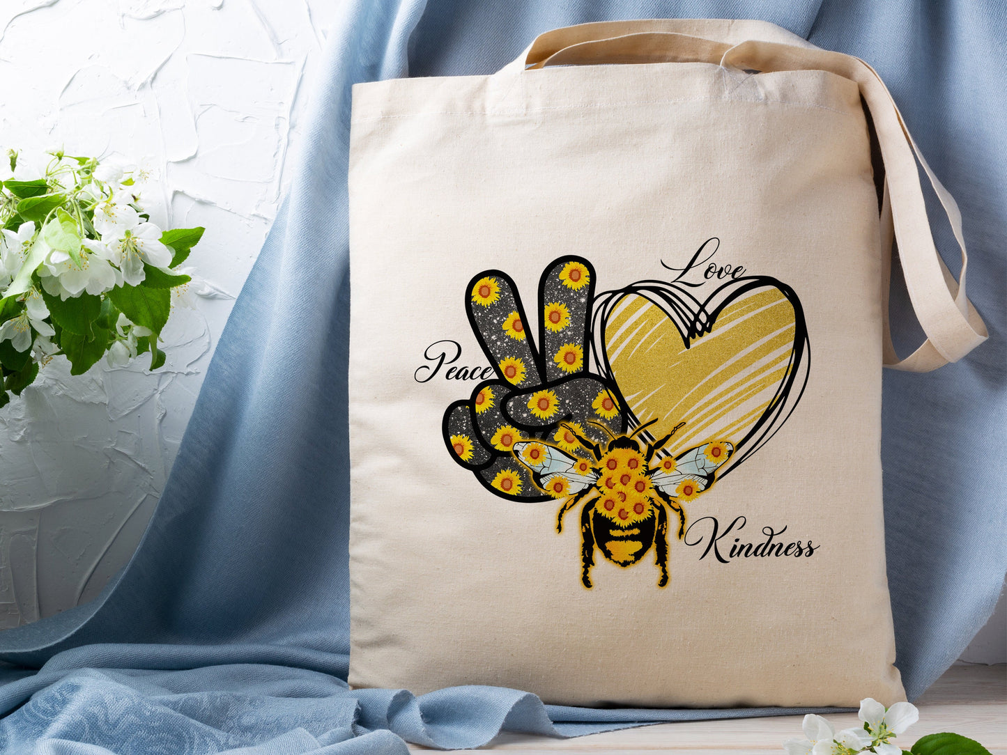 Peace of Kindness Cotton Canvas Tote Bag Peace of Kindness Cotton Canvas Tote Bags
