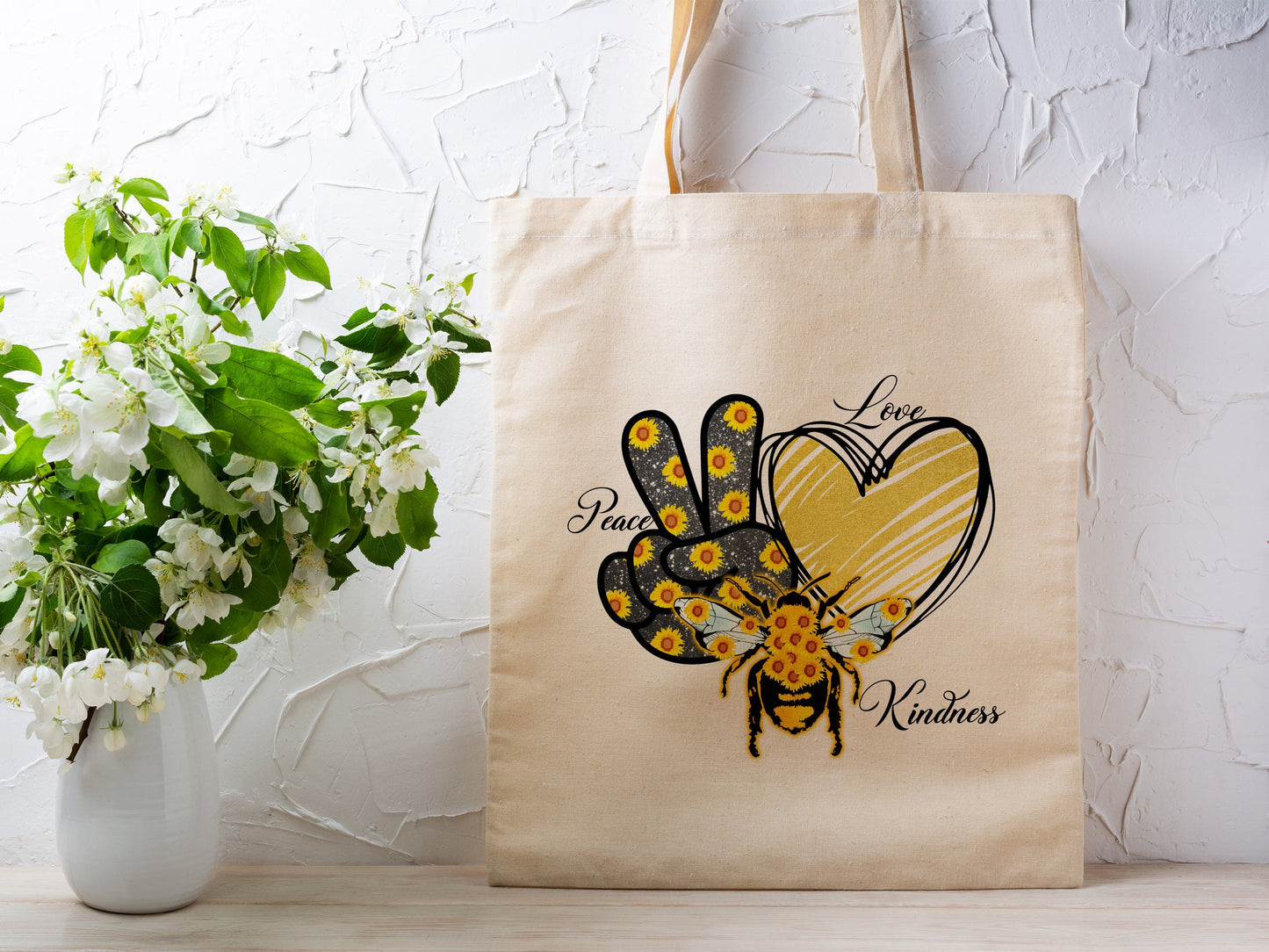 Peace of Kindness Cotton Canvas Tote Bag Peace of Kindness Cotton Canvas Tote Bags