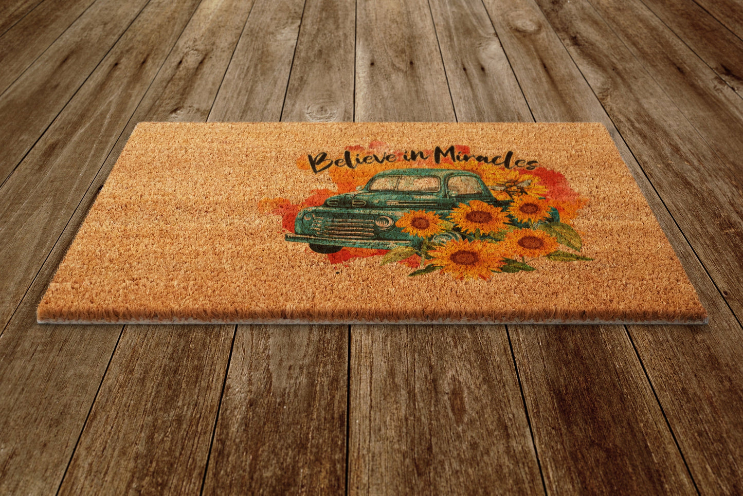 Believe in Miracles Door Mat, Believe in Miracles Spring Door Mats, Farmhouse Doormat, Bee Doormats, Funny Doormat, Welcome Mats