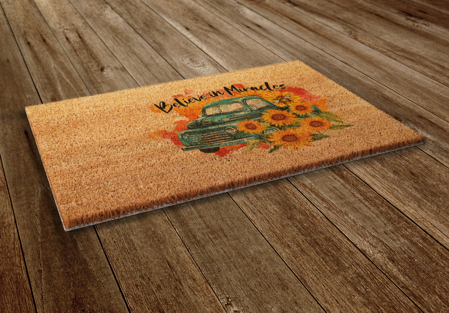 Believe in Miracles Door Mat, Believe in Miracles Spring Door Mats, Farmhouse Doormat, Bee Doormats, Funny Doormat, Welcome Mats