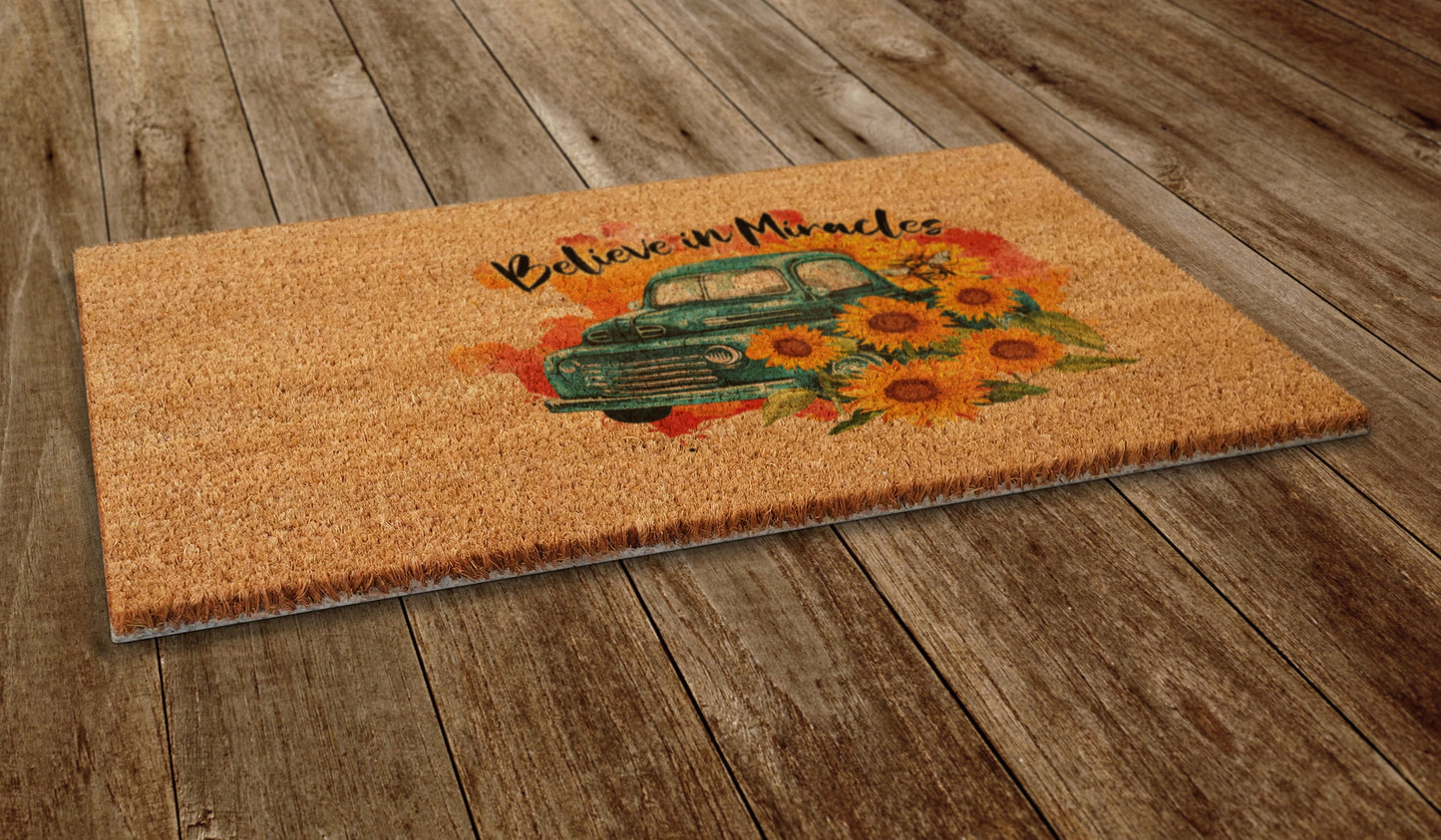Believe in Miracles Door Mat, Believe in Miracles Spring Door Mats, Farmhouse Doormat, Bee Doormats, Funny Doormat, Welcome Mats