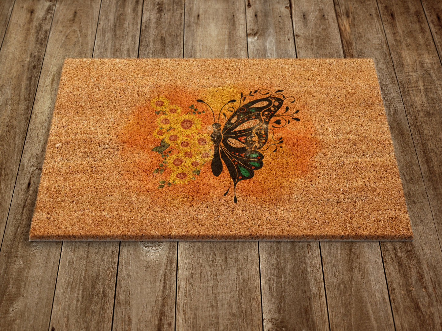 Sunflower and Butterfly Door Mat, Spring Door Mats, Farmhouse Doormat, Sunflower and Butterfly Doormats, Funny Doormat, Welcome Mats