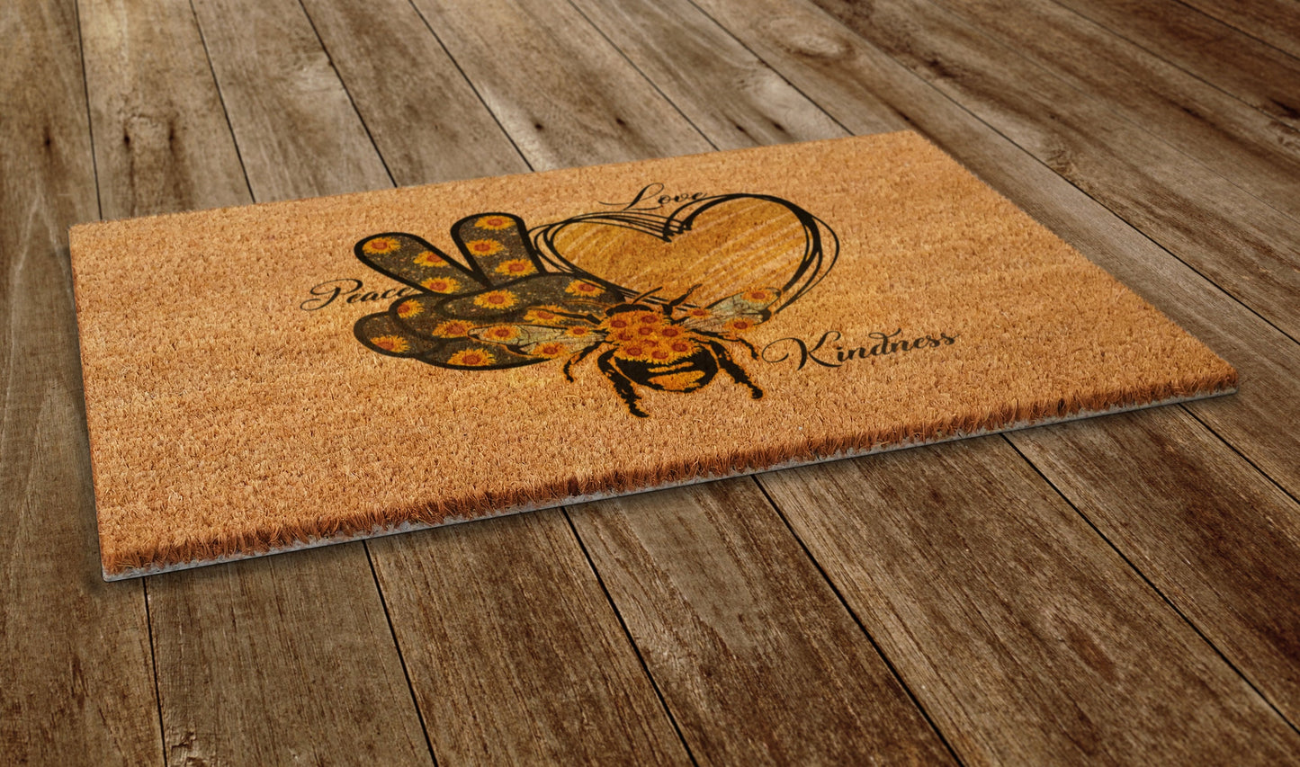 Peace Love Kindness Door Mat, Spring Door Mats, Farmhouse Doormat, Love Spring Doormats, Funny Doormat, Welcome Mats