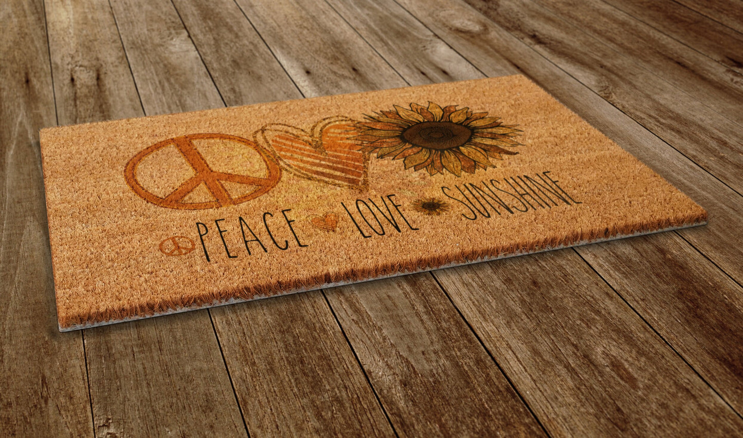 Peace Love Sunshine Door Mat, Spring Door Mats, Farmhouse Doormat, Love Spring Doormats, Funny Doormat, Welcome Mats
