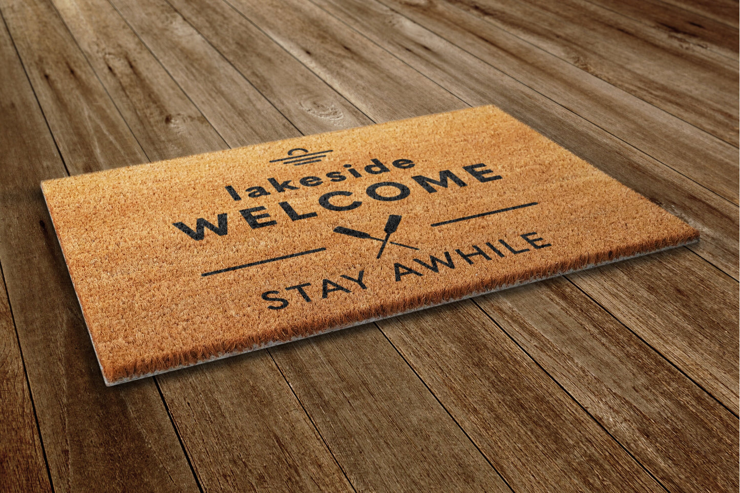 Lakeside Welcome Stay Awhile Door Mat, On Lake Lake Welcome Coir Door Mats, Funny Doormat, Welcome Outdoor Mat