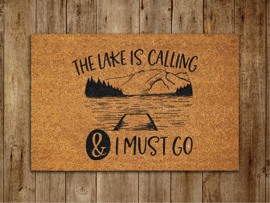 The Lake is Calling Door Mat, Lake Welcome Coir Door Mats, Funny Doormat, Welcome Outdoor Mat