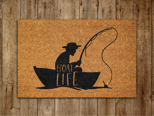 Boat Life Door Mat, Lake Boat Life Welcome Coir Door Mats, Funny Doormat, Welcome Outdoor Mat