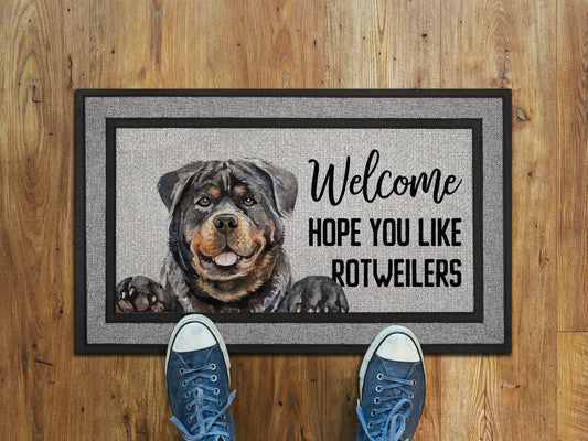 Rottweilers Doormat, Hope You Like Rottweilers Funny Dogs Door Mat, American Bullies Doormats, Rottweilers Rubber Mat, Welcome Mat