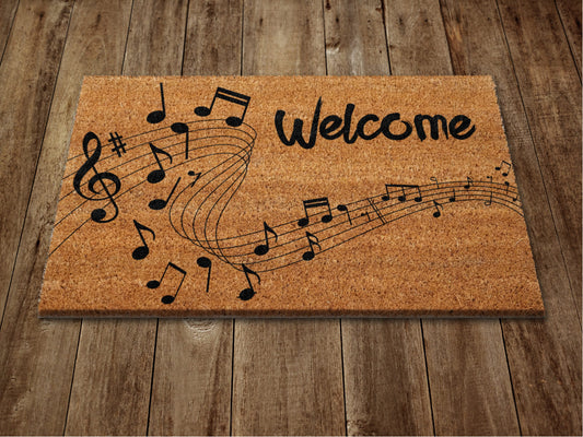 Music Notes Door Mat, Music Welcome Door Mat, Funny Doormat, Welcome Outdoor Coir Mats Gift Doormat Housewarming Gift