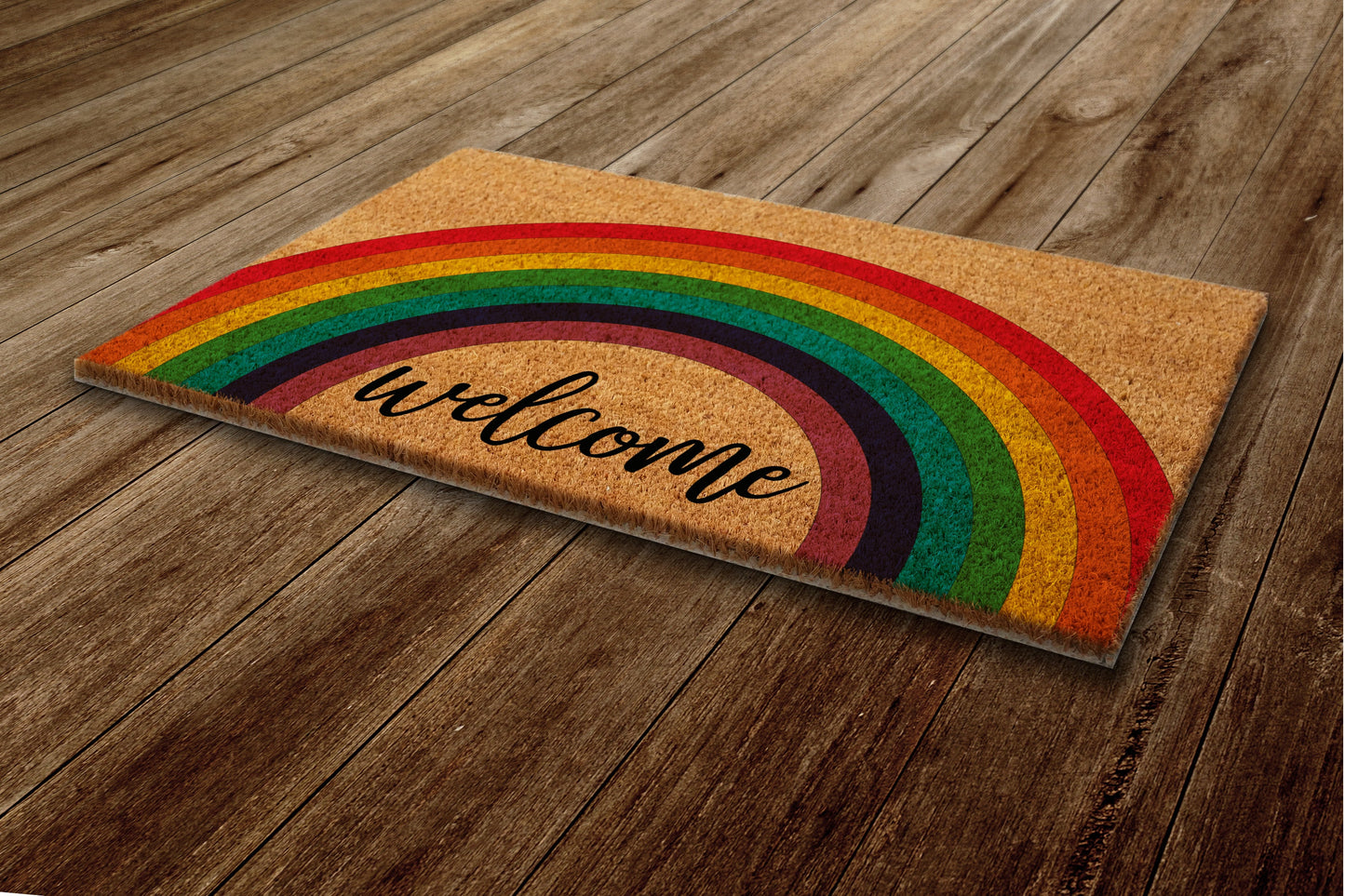 Welcome Rainbow Door Mat, Rainbows Coir Door Mats, Funny Doormat, All Welcome Rainbow Outdoor Mat