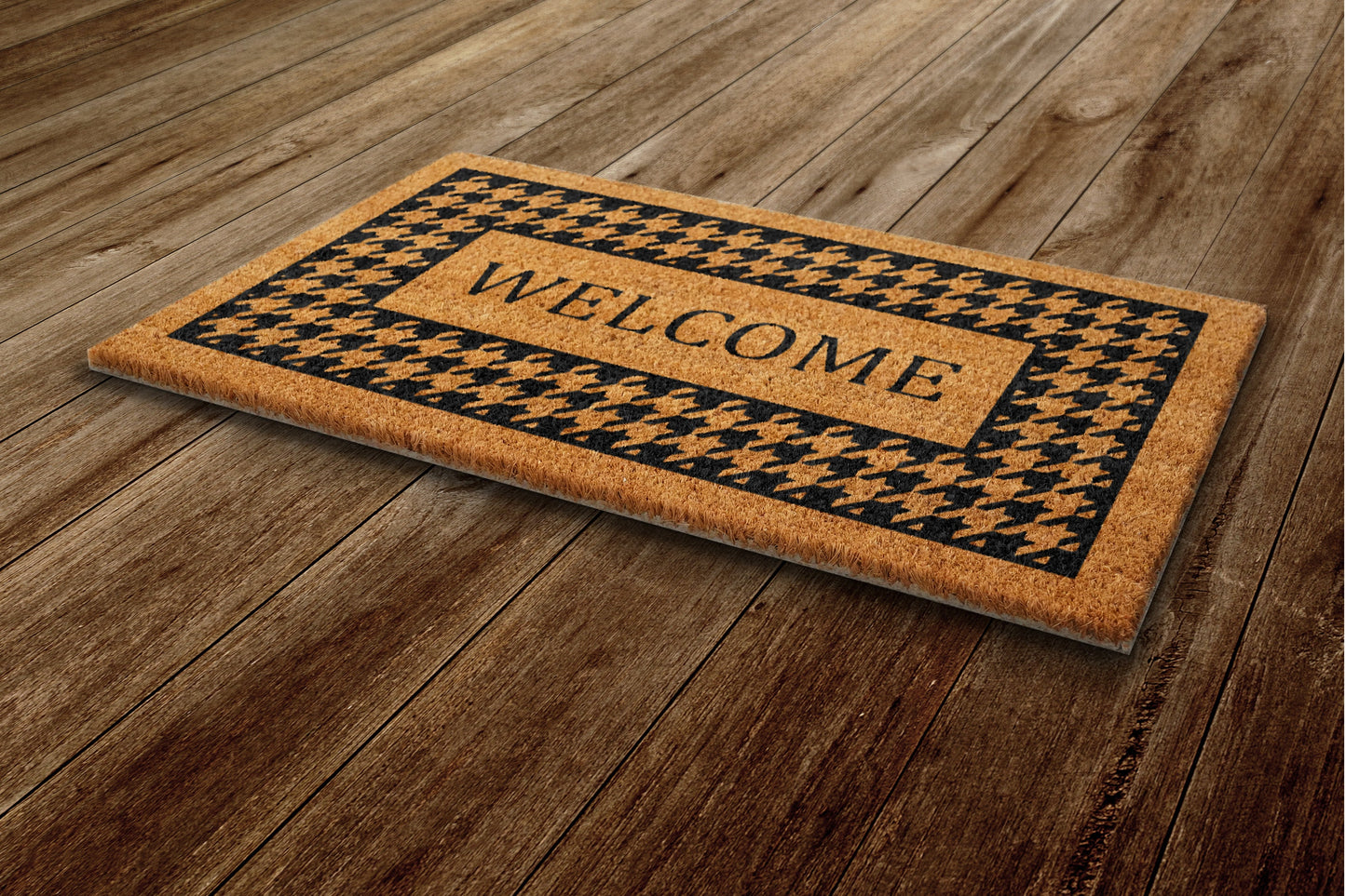 Houndstooth Welcome Door Mat, Houndstooth Welcome Coir Door Mats, Funny Doormat, Welcome Outdoor Mat