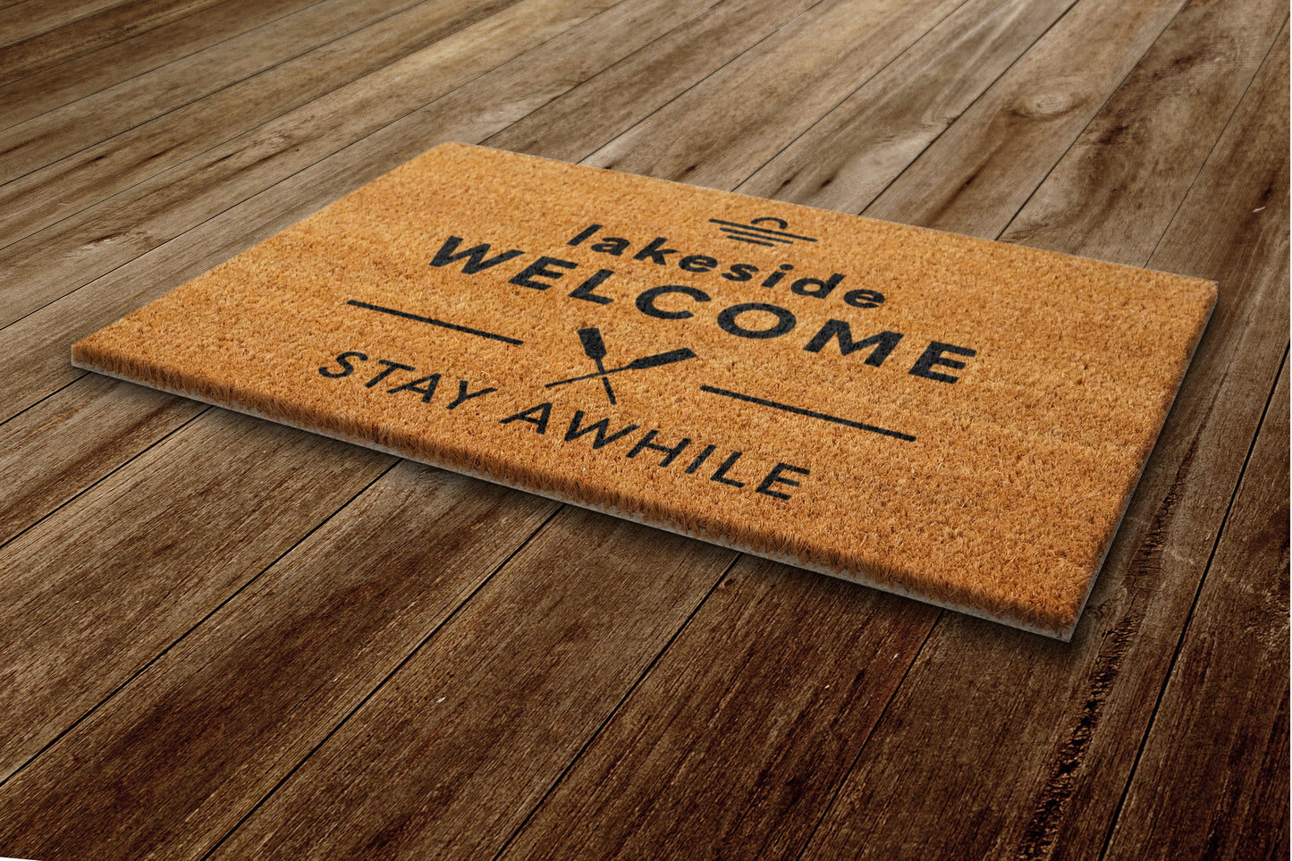 Lakeside Welcome Stay Awhile Door Mat, On Lake Lake Welcome Coir Door Mats, Funny Doormat, Welcome Outdoor Mat