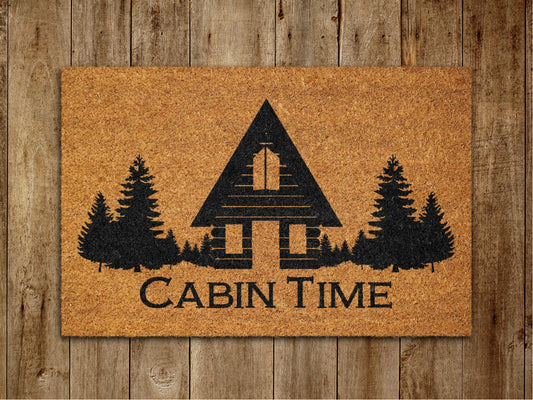 Cabin Time Door Mat, Cabin Welcome Coir Door Mats, Funny Doormat, Welcome Outdoor Mat