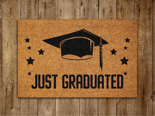 Just Graduated Door Mat, Congratulations Door Mats, Funny Doormat, Welcome Mats Gift Doormat Graduation Gift