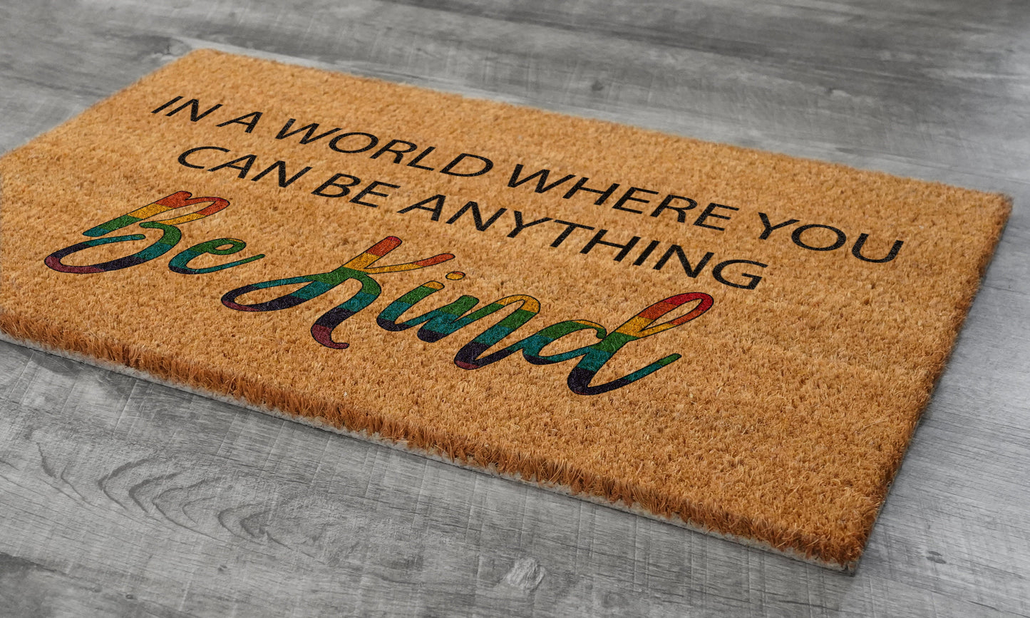 Be Kind Rainbow Door Mat, Rainbow Welcome Coir Door Mats, Funny Doormat, Welcome Outdoor Mat