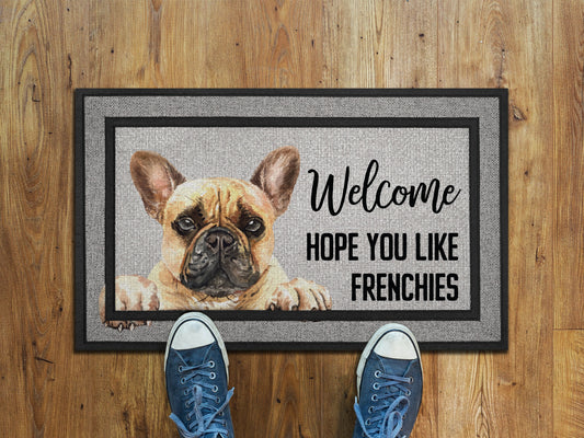 Frenchies Doormat, French Bulldogs Funny Dogs Door Mat, Frenchies Doormats, Funny French Bulldogs Dogs Rubber Mat, Welcome Mat