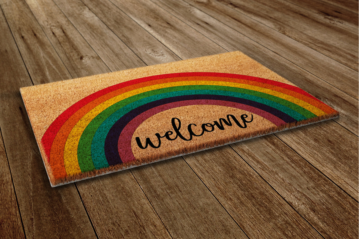 Welcome Rainbow Door Mat, Rainbows Coir Door Mats, Funny Doormat, All Welcome Rainbow Outdoor Mat