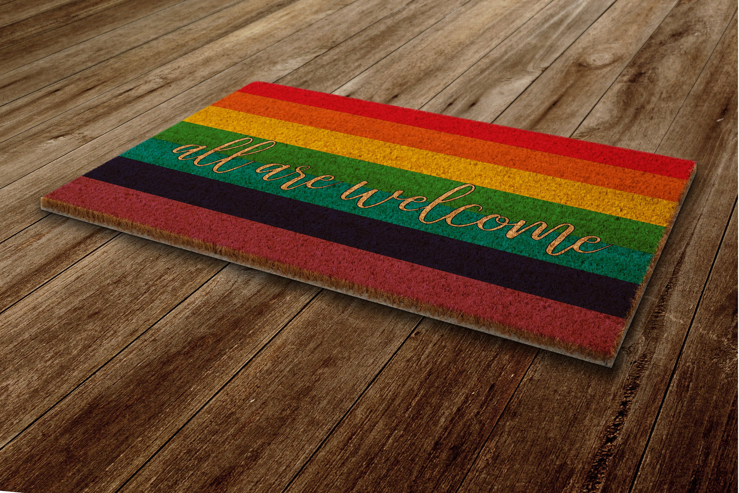 Rainbow All are Welcome Door Mat, Rainbow Coir Door Mats, Funny Rainbow Doormat, Welcome Rainbow Outdoor Mat