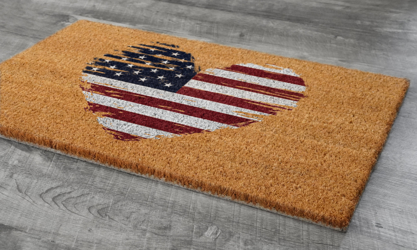 USA Flag Hearth, Patriotic Door Mats, Funny Doormat, USA Flag Welcome Mats, US Flag Coir Doormat