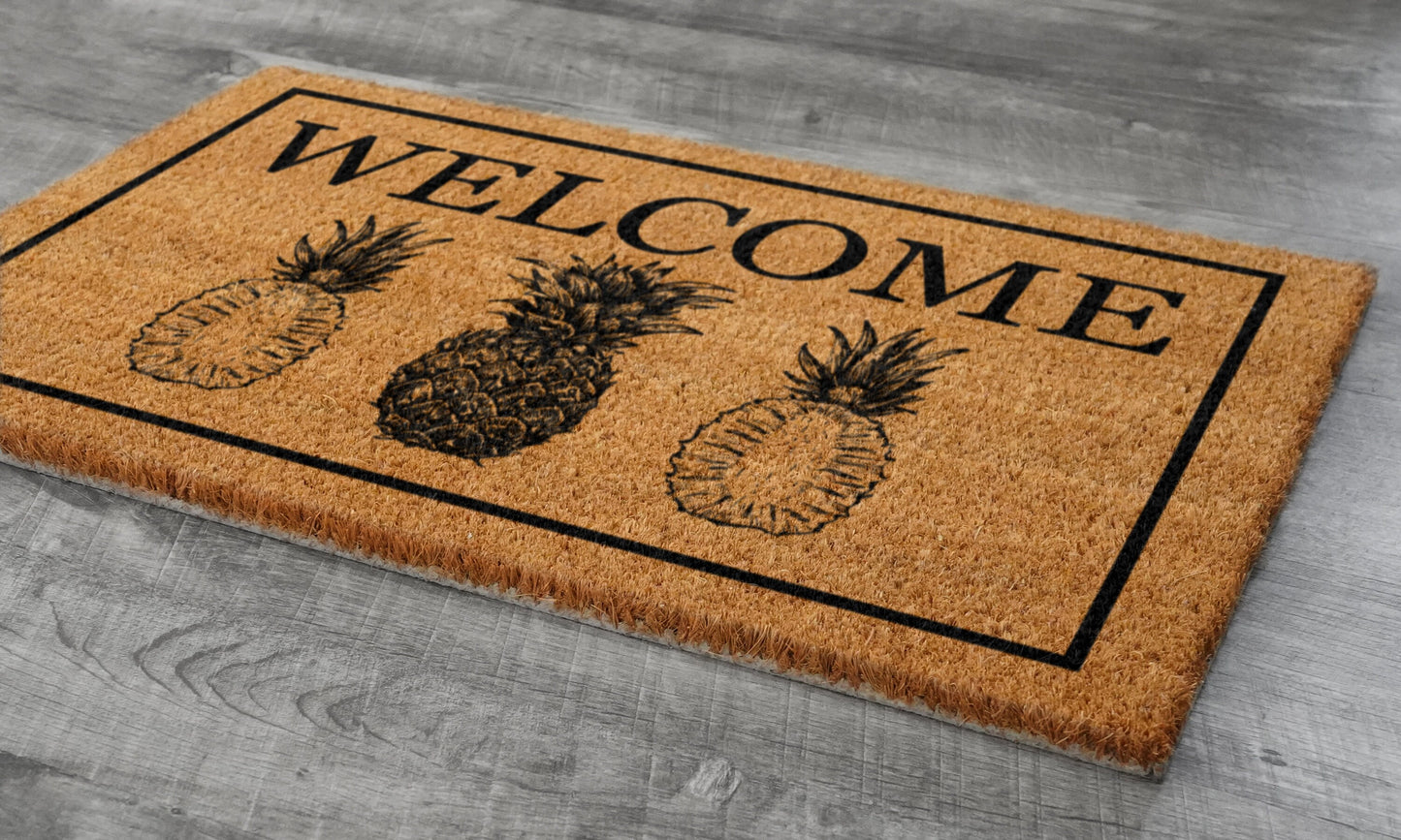 Welcome Pineapples Door Mat, Pineapples Welcome Pineapple Coir Door Mats, Pineapple Funny Doormat, Welcome Outdoor Mat