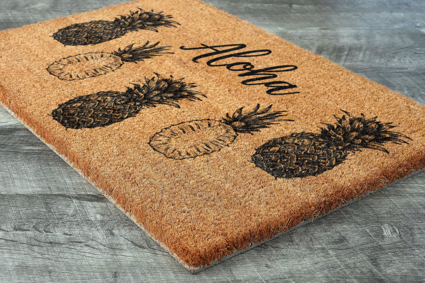 Aloha Pineapples Door Mat, Aloha Pineapples Welcome Coir Door Mats, Pineapple Funny Doormat, Aloha Pineapple Outdoor Mat