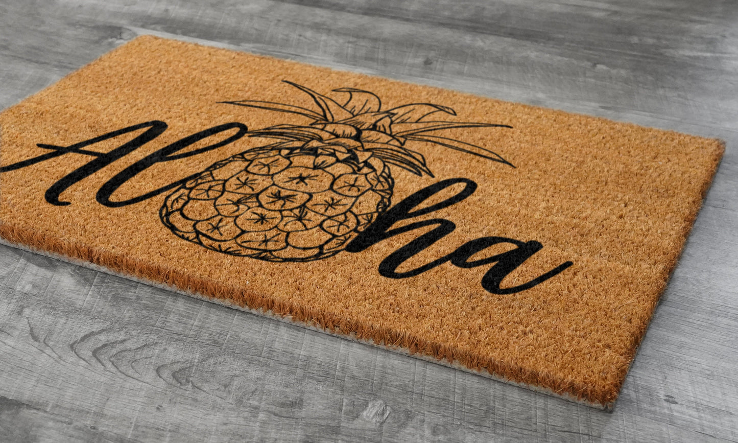 Aloha Pineapple Door Mats, Aloha Pineapples Welcome Coir Door Mats, Pineapple Funny Doormat, Aloha Pineapple Outdoor Mat