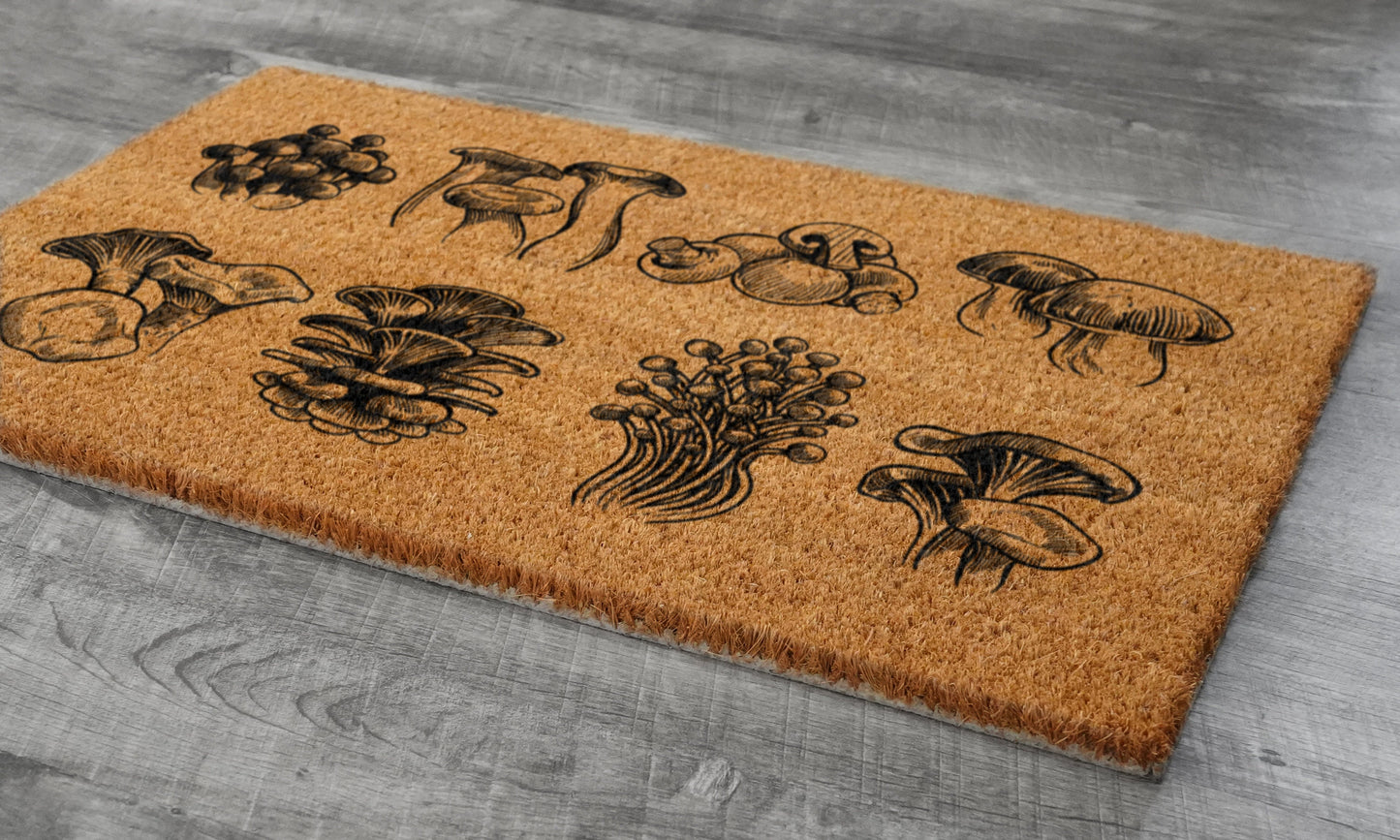 Mushroom Door Mats, Hello Mushrooms Welcome Coir Door Mats, Mushroom Funny Doormat, Hello Outdoor Coir Mat