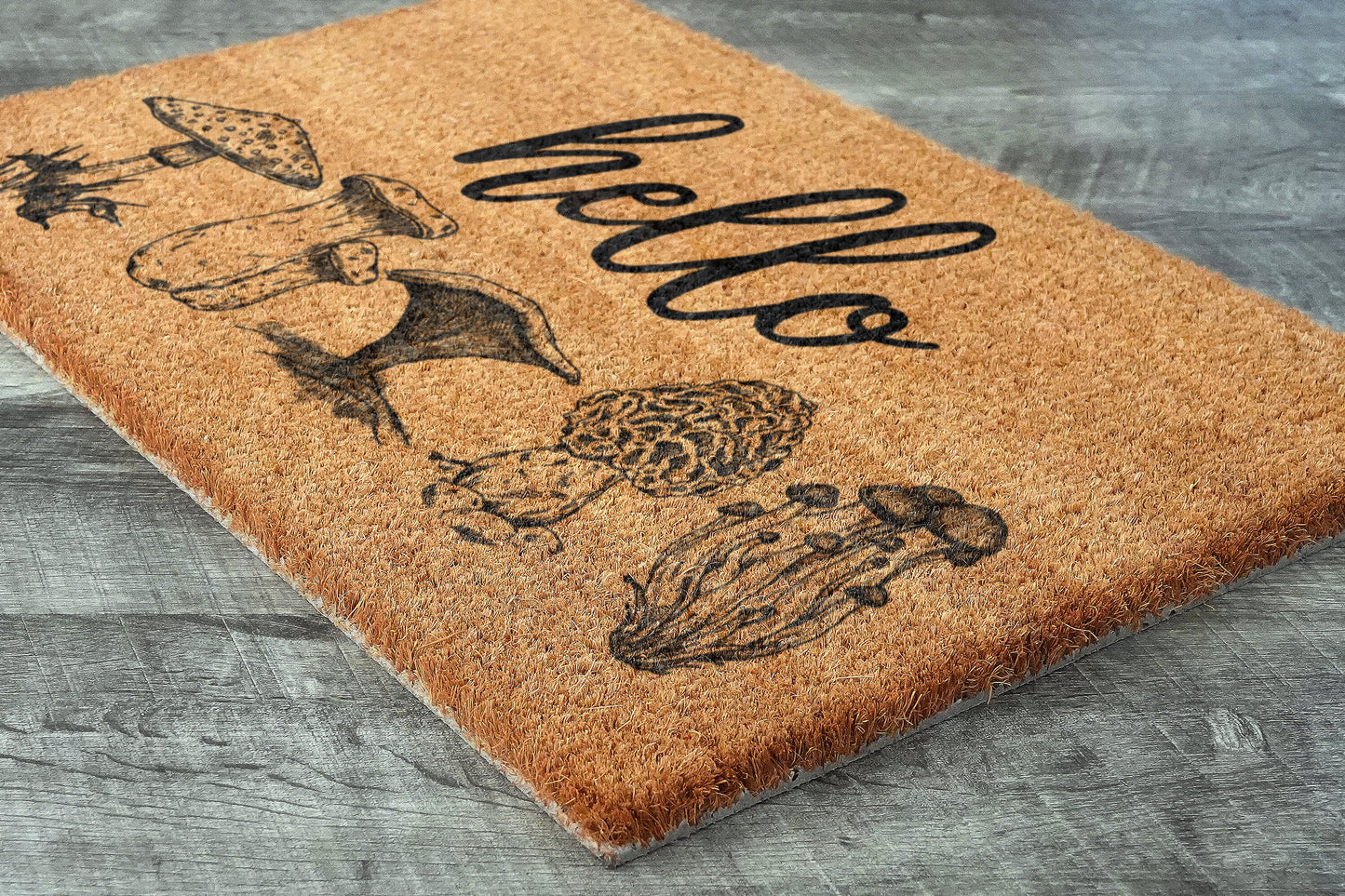 Hello Mushroom Doormat, Welcome Door Mats, Mushrooms Coir Door Mats, Mushroom Welcome Funny Hello Doormat, Mushrooms Outdoor Coir Mat