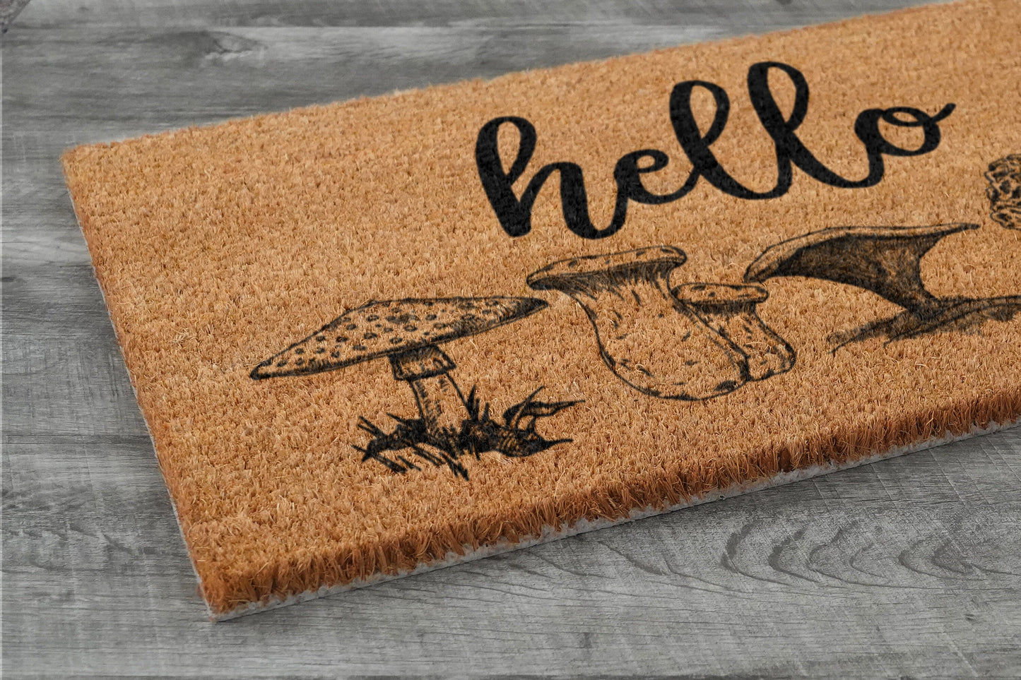 Hello Mushroom Doormat, Welcome Door Mats, Mushrooms Coir Door Mats, Mushroom Welcome Funny Hello Doormat, Mushrooms Outdoor Coir Mat