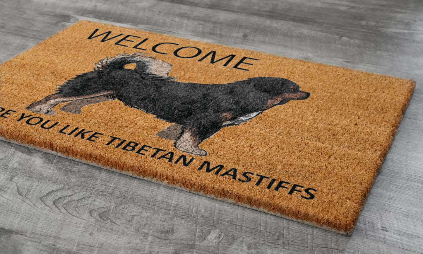 Tibetan Mastiffs, Welcome Tibetan Mastiffs Door Mats, Hope You Like Tibetan Mastiffs Coir Door Mats, Tibetan Mastiffs Outdoor Coir Mat