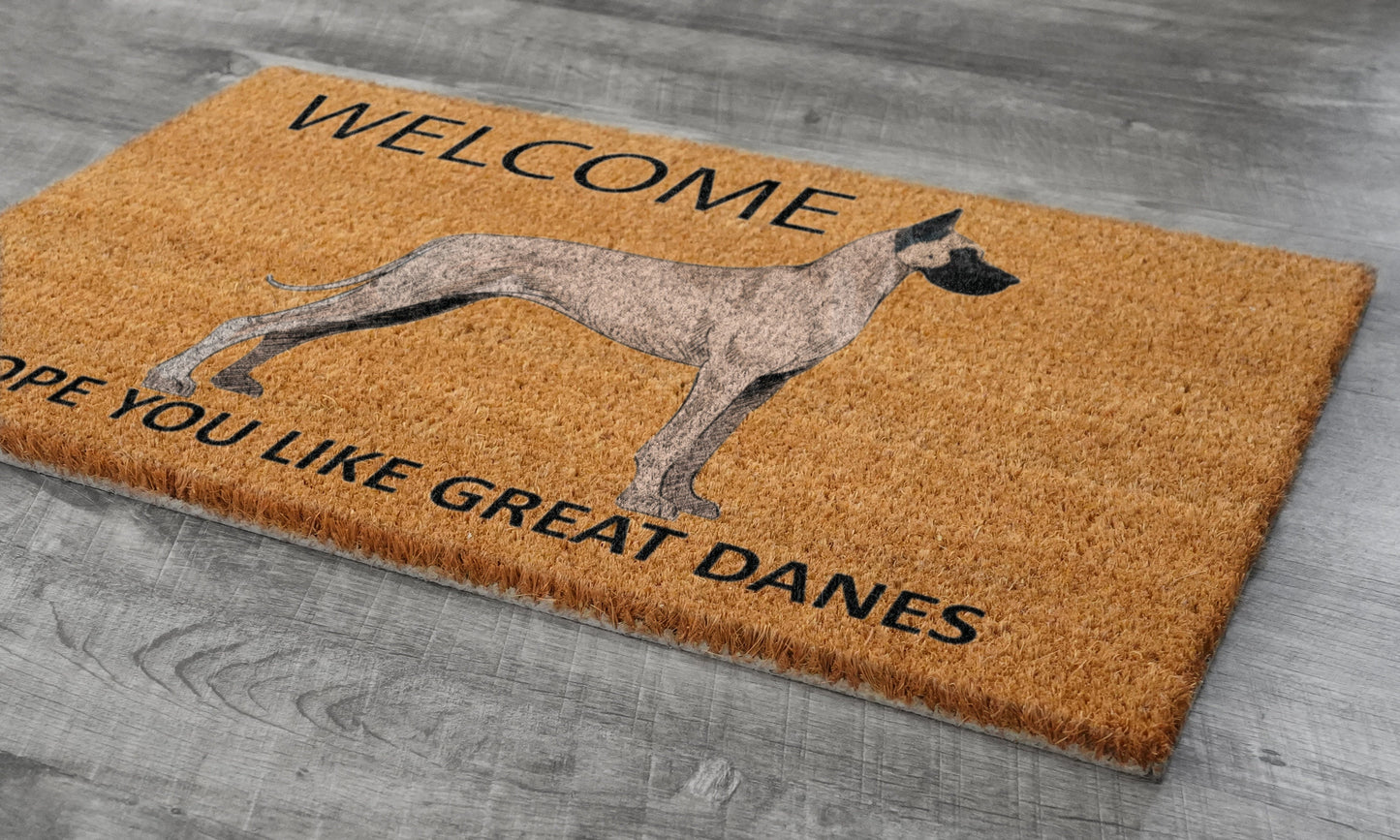 Great Danes Door Mat, Welcome Great Danes Door Mats, Hope You Like Great Danes Coir Door Mats, Great Danes Outdoor Coir Mat