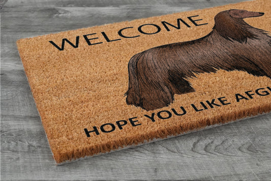 Afghan Hounds Door Mat, Welcome Afghan Hounds Door Mats, Hope You Like Afghan Hounds Coir Door Mats, Afghan Hounds Outdoor Coir Mat