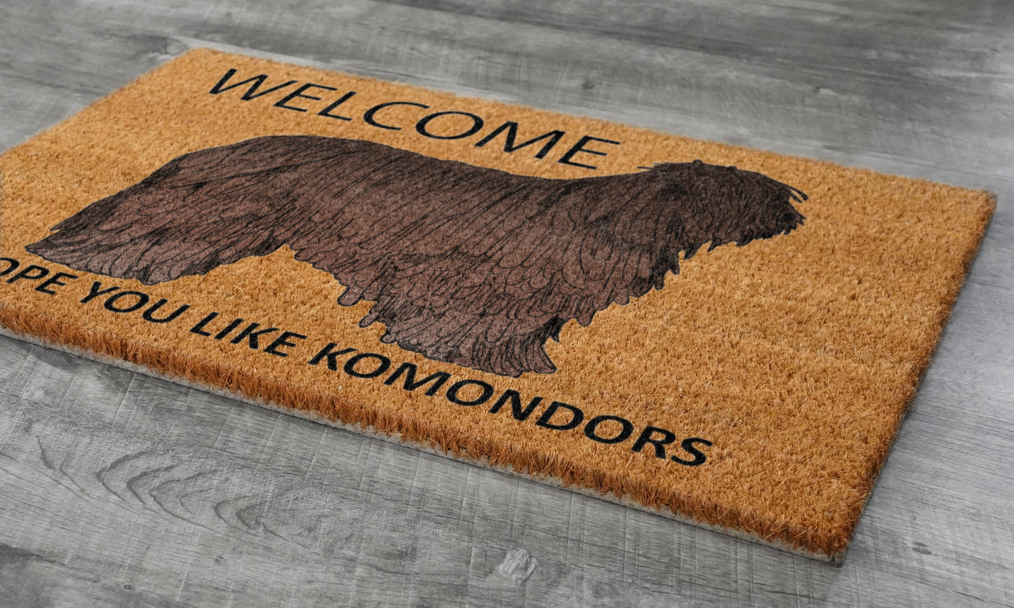 Komondors Door Mat, Welcome Komondor Door Mats, Hope You Like Komondors Coir Door Mats, Komondor Outdoor Coir Mat